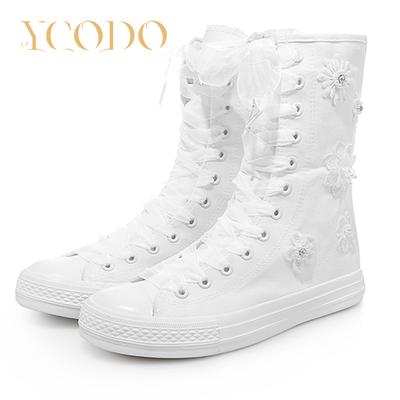 2023 летняя/весенняя и осенняя модная повседневная парусиновая обувь для девочек, парусиновые ботинки с кружевом и молнией внутри, украшенные лепестками бабочек
