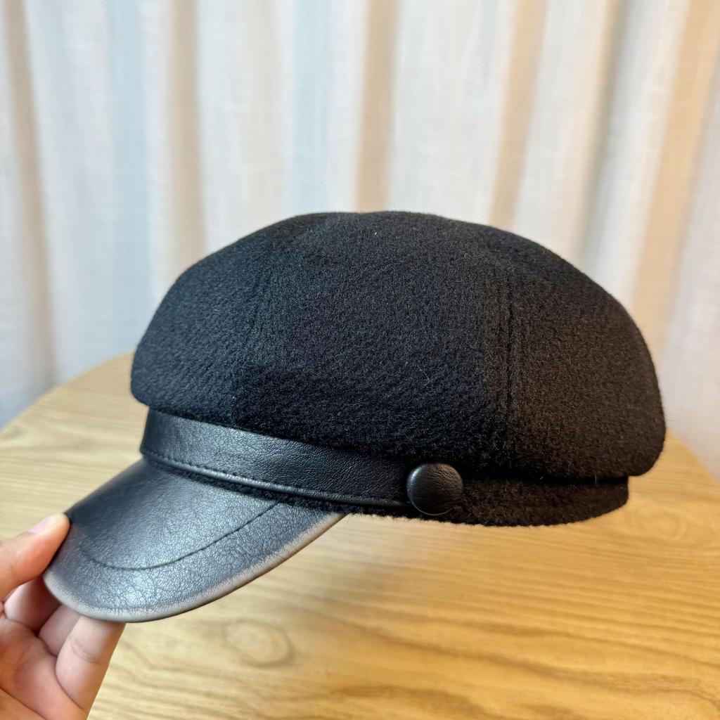 Восьмиугольная шляпа для женщин на осень и зиму, теплая из меха норки, британская ретро-кепка газетчика, трендовый бренд, повседневная универсальная шляпа художника