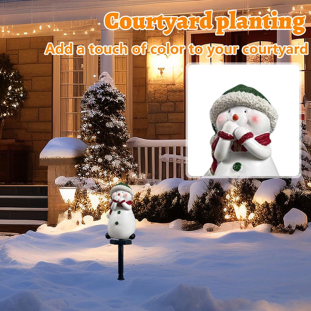 Рождественская семья снеговиков, грунтовый колышек, рождественское зимнее украшение, рождественский снеговик из смолы, уличное украшение, грунтовый колышек на солнечной батарее