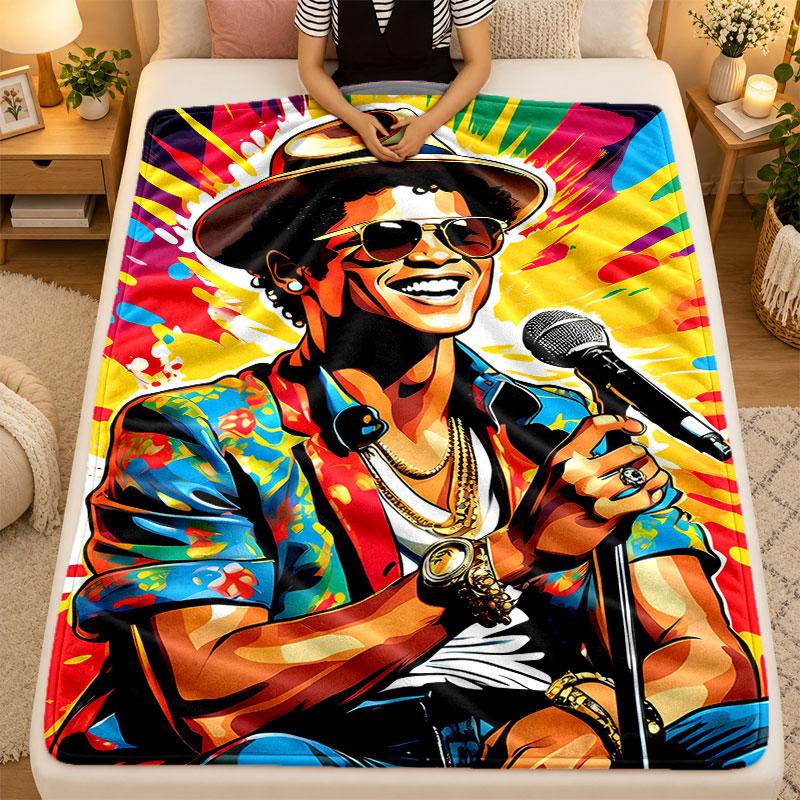 Flannel BlanketBruno Mars Warm Soft Throw Blanket for Indoor Sofa Bed Living Room Use
