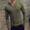 Elastic Mens T-Shirt V-Neck Long Sleeve Men T Shirt For Male Cotton T-Shirts Man Clothing TShirt Top Tees