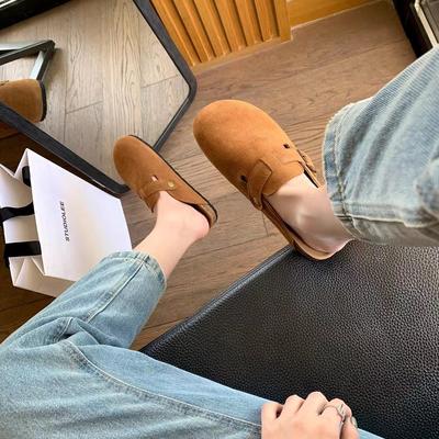 Версия из коровьей кожи~ Мягкая подошва, сумка на голову, полусабо, толстая подошва, туфли-лодочки на плоской подошве из кожи для женщин