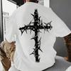 Летняя мужская удобная повседневная футболка с креативным принтом в виде крестов, из 100% хлопка, с коротким рукавом и круглым вырезом, больших размеров