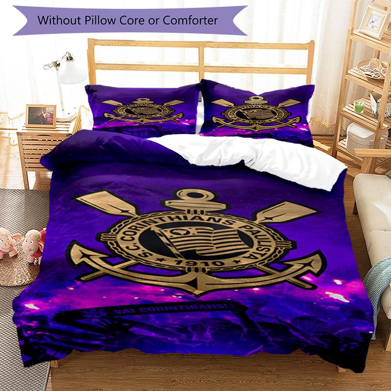 Sport Club Football Crest Printed Pattern Duvet Cover Set – includes 1 duvet cover and 2 matching pillowcases Bedroom decor Christmas gifts