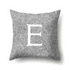 Полиэстеровая наволочка Домашнее украшение Серая наволочка с дном Чехол для подушки с 26 английскими буквами