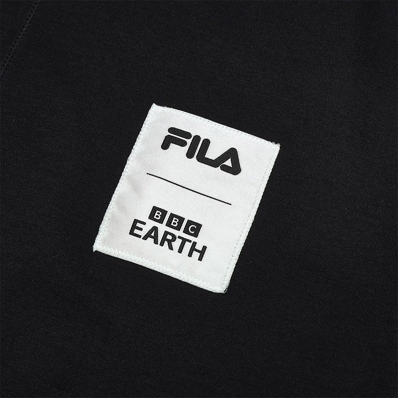 Fila X BBC EARTH Нейтральный по выбросам углерода Простая свободная модная футболка Мужские футболки Глубокий черный A51M437101FBK