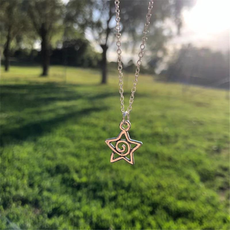 Модное античное серебряное ожерелье с подвеской в ​​форме звезды для женщин, милые ювелирные изделия со звездами, подарки на вечеринку