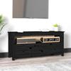 VidaXL TV Stand Black 114x35x52 Cm Solid Pine Wood 821506