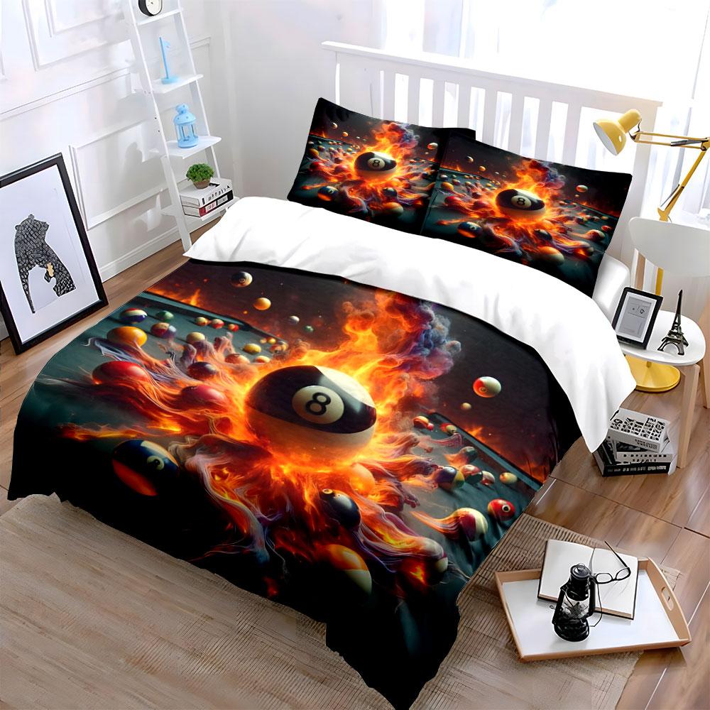 Flaming billiard balls pattern. Bedding sets Duvet cover sets Duvet covers Pillowcases(1 * Duvet Cover 2 * Pillowcases without duvet insert)