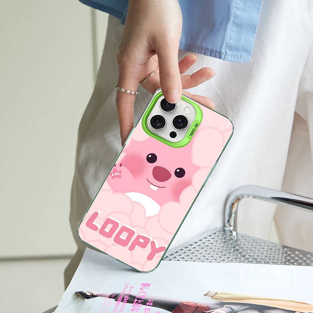 Милый Мультяшный Чехол L-Loopys для IPhone 17 16 15 14 11 12 13 Pro Max Pro Plus Цветной Серебристый Чехол