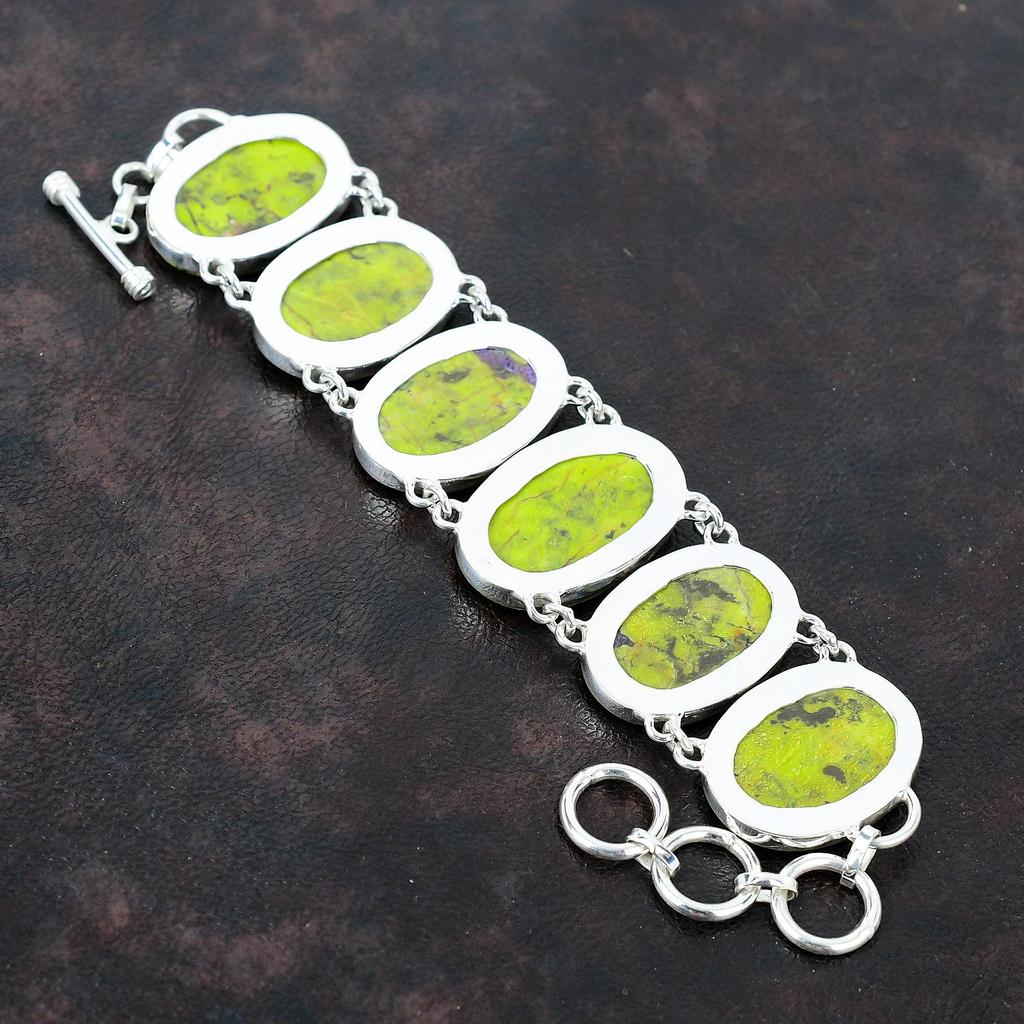 Браслет из драгоценного камня Стихтит Стильные украшения Браслет из стерлингового серебра 925 пробы Регулируемый браслет-цепочка Браслет из камня ручной работы Подарок для него