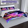 Cyberpunk Cityscape Design Bed Bedding Set 1 Duvet Cover + 2 Pillowcases Soft Breathable Household Bed Linens