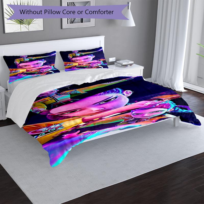 Cyberpunk Cityscape Design Bed Bedding Set 1 Duvet Cover + 2 Pillowcases Soft Breathable Household Bed Linens