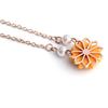 Women Romantic Jewelry Gold Plated Sunflower Necklace Chain Pearls Flower Pendant