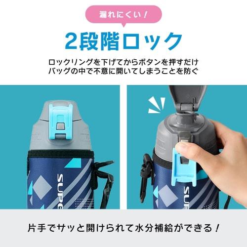 IRIS OHYAMA Vacuum Insulated Direct Drinking Bottle, 1L, Keeps Drink Cold for 6 Hours, Portable with Pouch, Perfect for Kids, DBR-1000, Navy (Navy X S