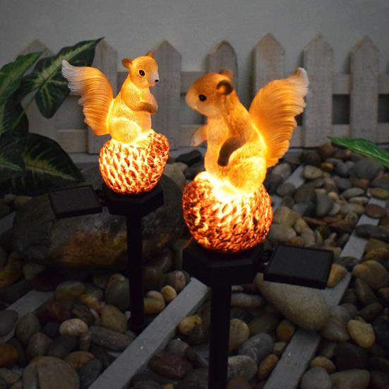 In-ground Garden Light Squirrel Shape Solar Intelligent Light Control Yard Decoration Great Visibility Waterproof Lawn Sidewalk Landscape Decorative
