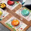 4/6pcs Easter Placemats Set, Depicting Spring Rabbits, Flowers and Colorful Eggs, Size 12x18 inches, Happy Easter Placemat Eucalyptus Leaf Spring