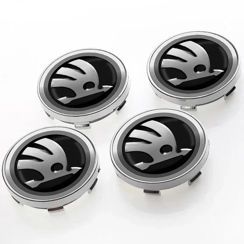 DDWO5 60mm Car Wheel Center Hub Cap Rim Cover Emblem Stickers For Skoda Octavia Rapid Kodiaq Karoq Superb Fabia Kamiq VisionS