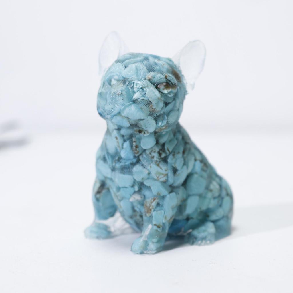 Charming Wangcai French Bulldog Figurine: Crystal Chip Stone Resin Craft