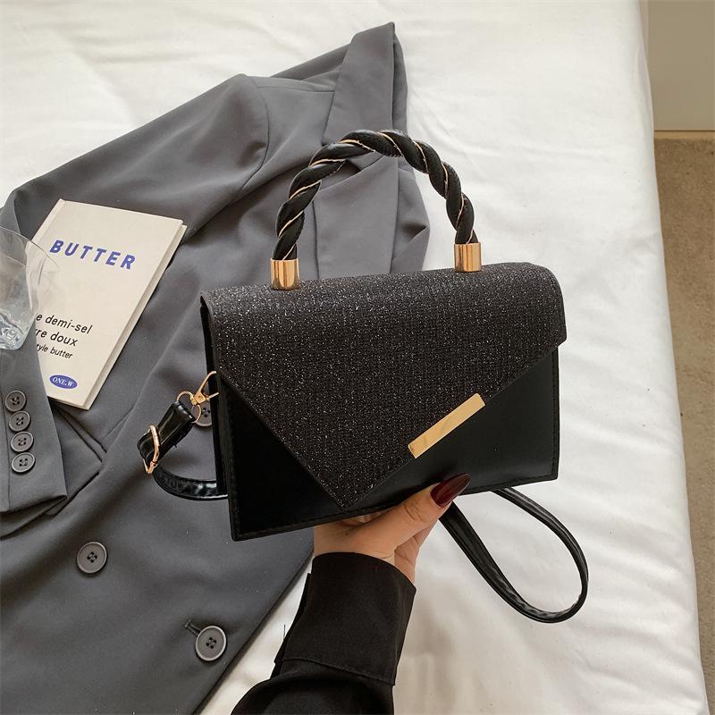 New Bag Women's High-end Shoulder Messenger Bag Women's Bag Versatile Handbag Small Fresh Gold Silk Embroidery Thread Small Square Bag