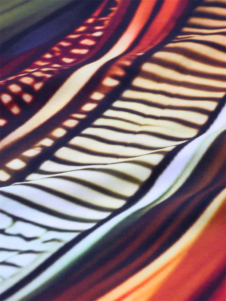 EDOLYNSA Colorful Striped Print Plus Size Retro Kaftan V-neck Side Split House Dress 2024 Summer Women's Beach Swimsuit Cover Up Q1628