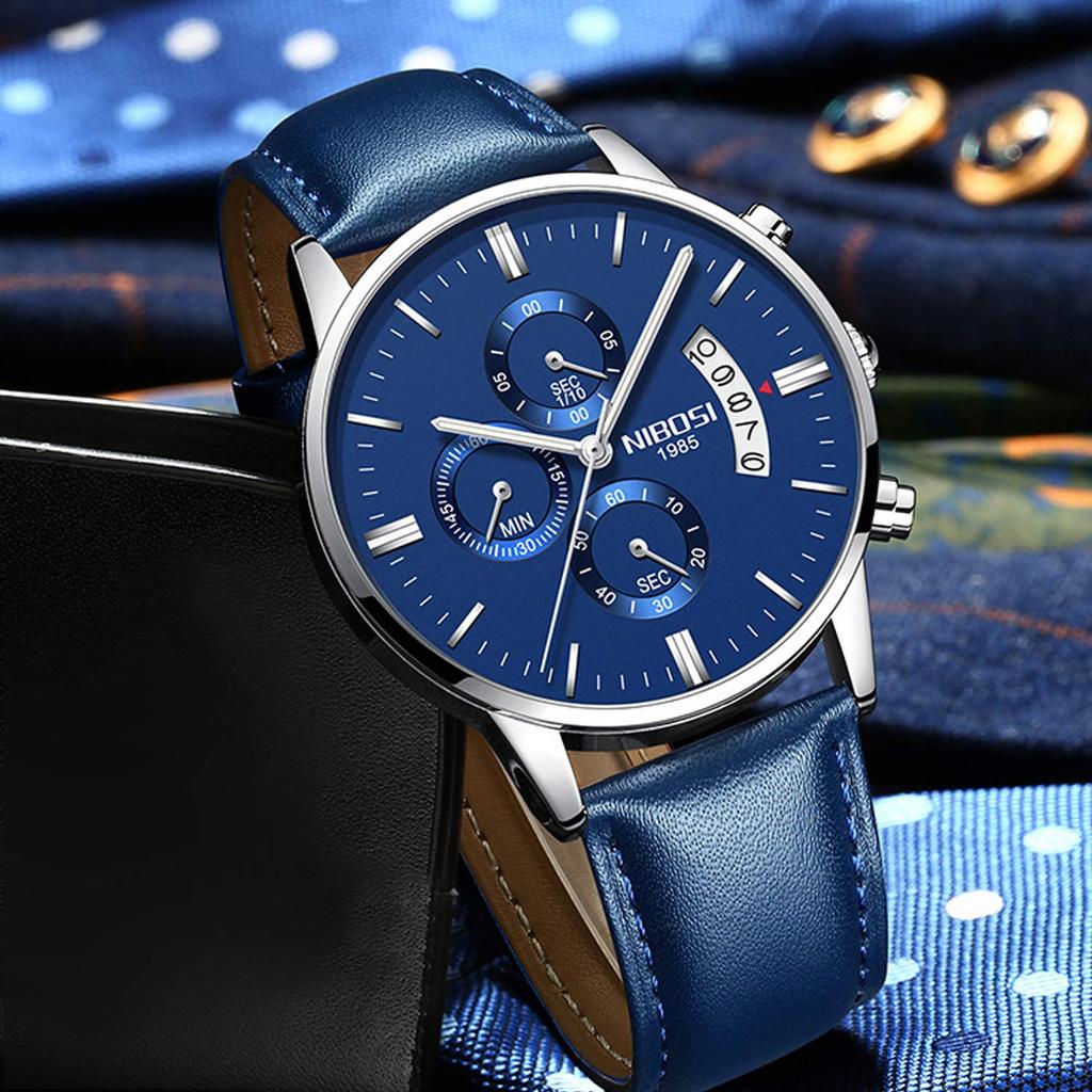 RORIOS Watch Watch Date Quartz Stopwatch Stylish Leather Luminous Analog Chronograph Watch Multifunctional Business Watch Stainless Steel Date Travel