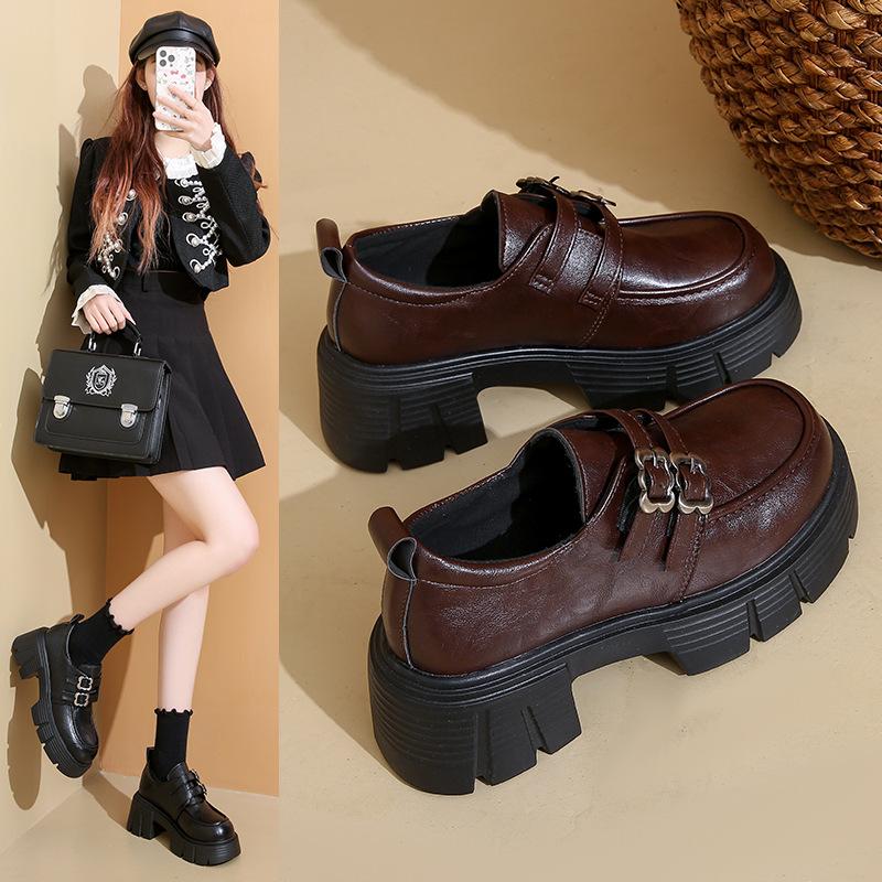 British Style Loafers Women's 2025 Autumn New Thick Heel Platform Retro Fashion Small Mary Jane Small Leather Shoes