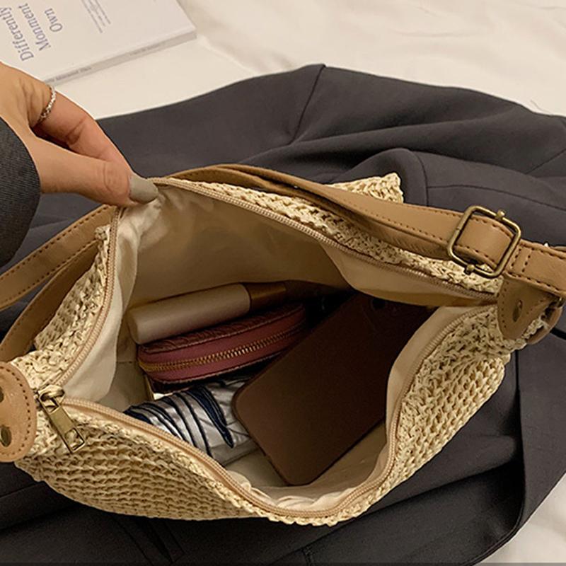 Yogodlns Fashion Summer Straw Crossbody Bag Women Beach Holiday Shopping Woven Shoulder Handbag Messenger Purses Bags