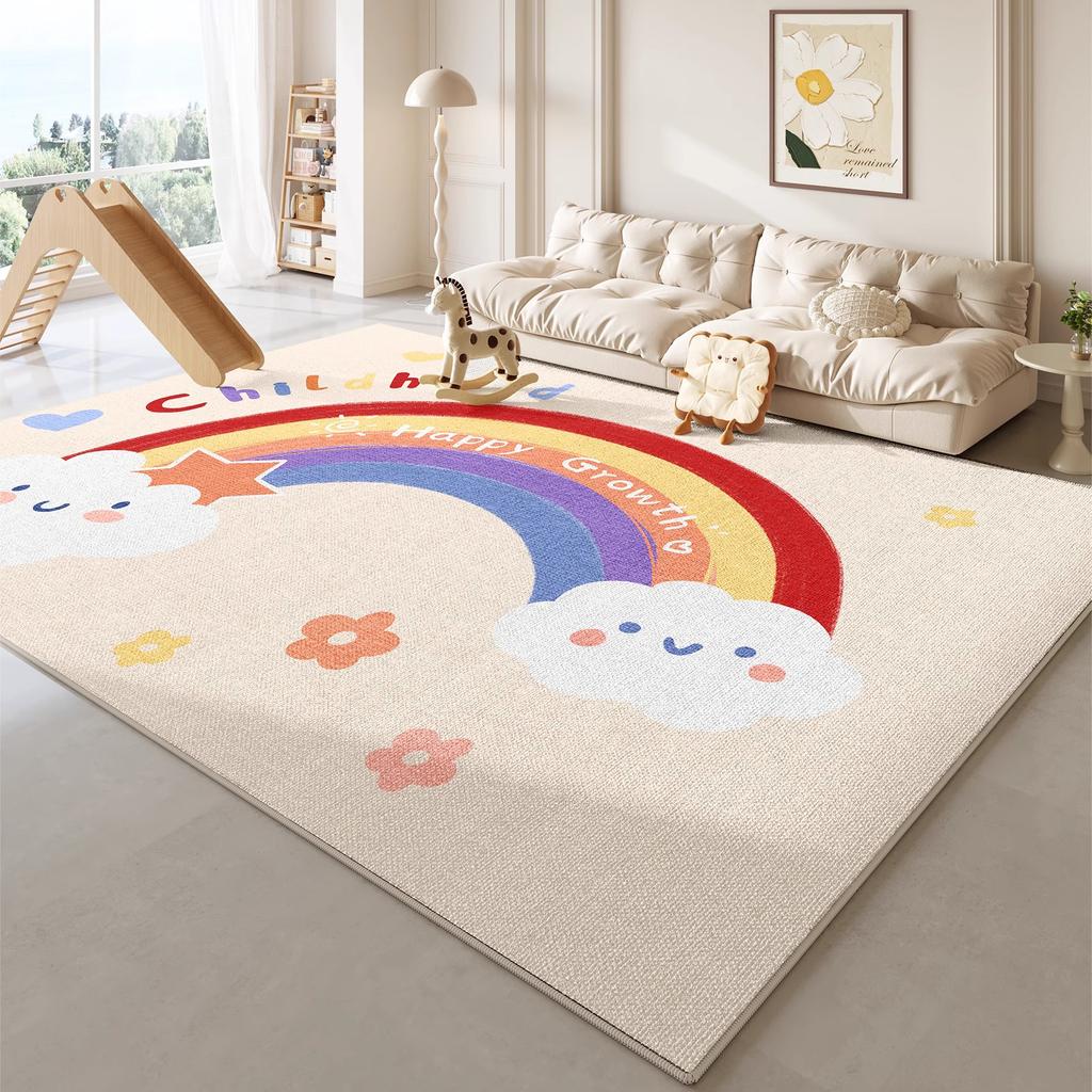 Ковер для декора спальни в мультяшном стиле, ковры большой площади для гостиной, утолщенный плюшевый коврик для ползания ребенка, пушистый мягкий детский ковер