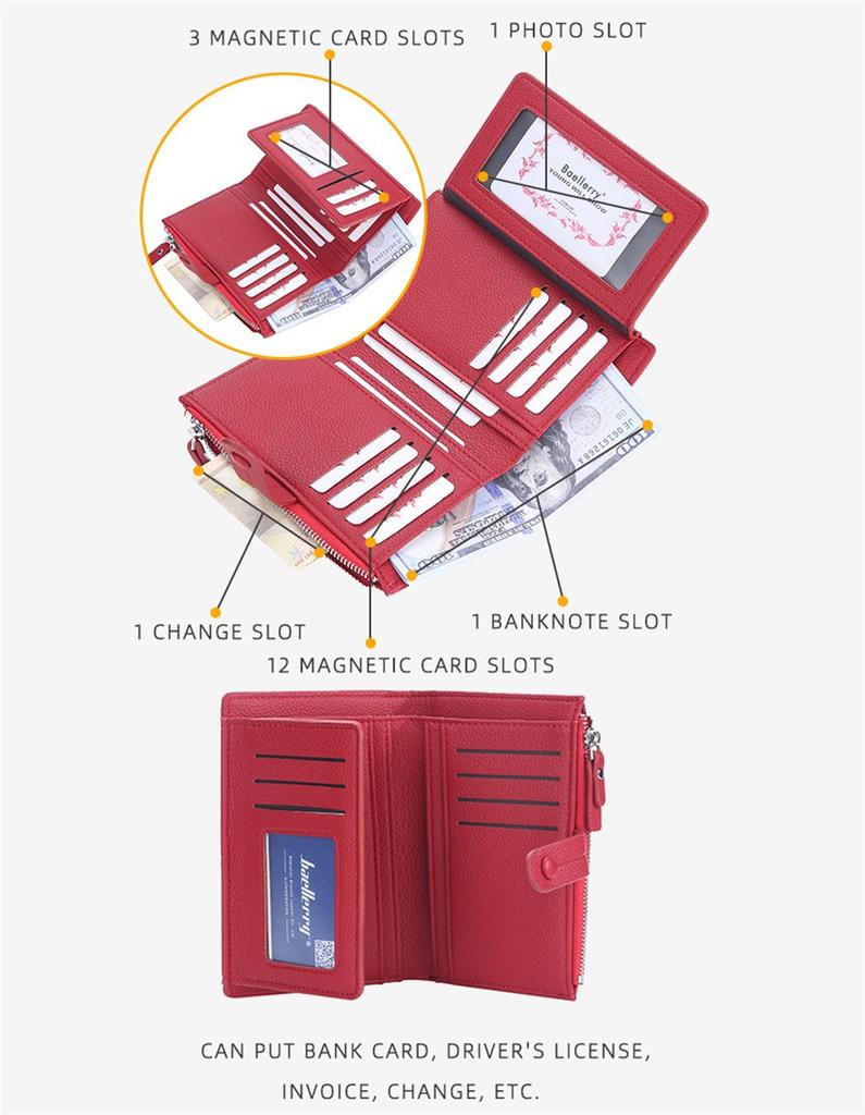 Baellerry Men Women Fashion Card Holder Wallets Casual Design PU Leather Purse Hasp Coin Purses Wallet