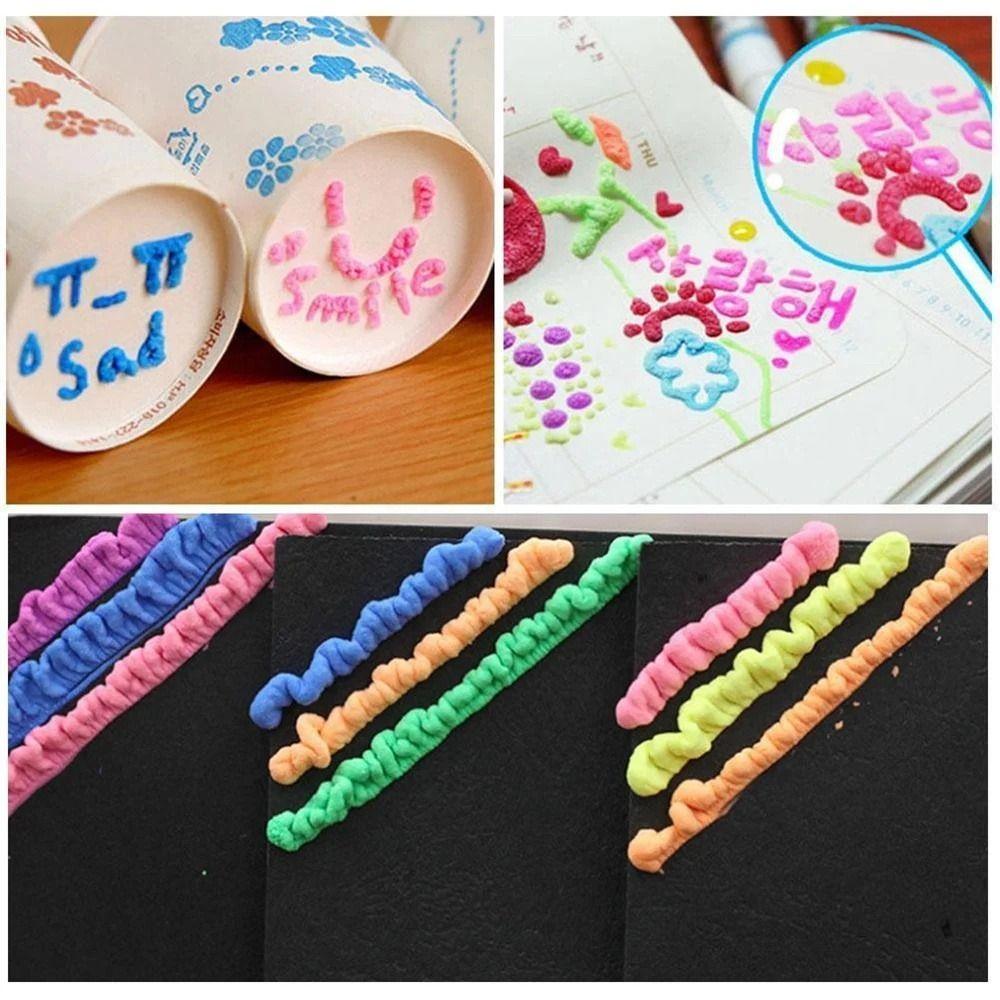 Puffy Paint Popcorn Pens Ink Crayons 3D Art Pens Safe Pen Bubble Pen School Stationery