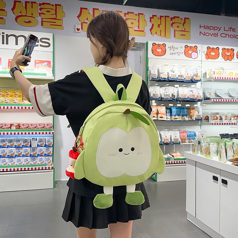School Bag 2025 Cute Apple Cartoon Large Capacity School Bag Travel Leisure Commute Light Backpack