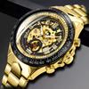Mechanical Sport Design Bezel Golden Watch Mens Watches Top Brand Luxury Montre Homme Clock Men Automatic Skeleton Watch