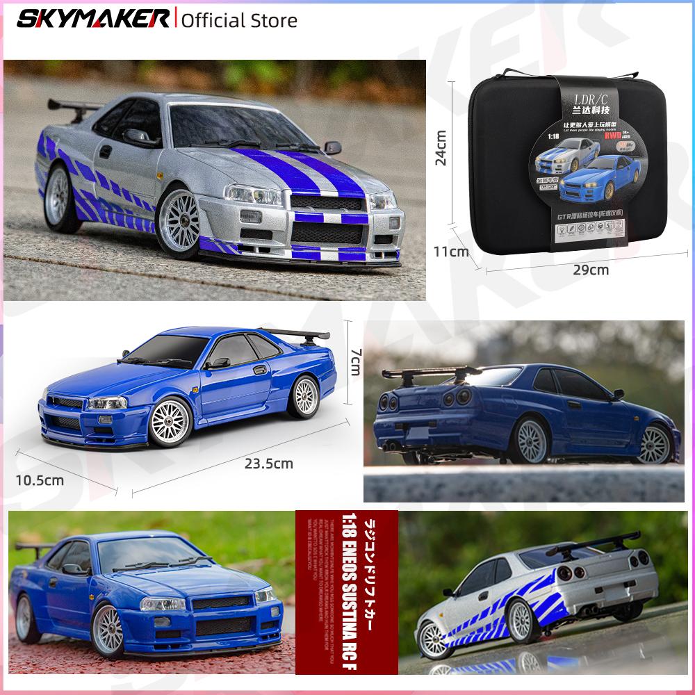 Skymaker Ldrc 1/18 Радиоуправляемая Дрифт-машина Ld1899 Модель GTR R34 2.4 ГГц Задний привод с гироскопом Кузов из сплава для езды по дороге Гоночная машина для мальчиков в подарок