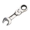 Flex Ratchet Wrench, Open-End Wrench, Short Type, CRV, Mirror Finish (18mm), for Car Maintenance