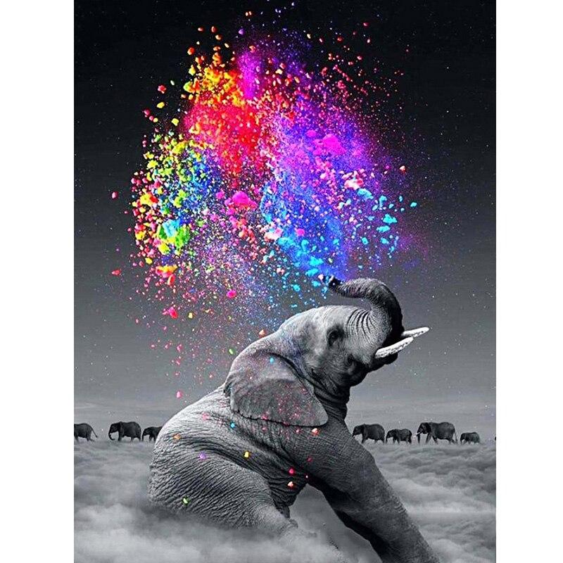 DIY Elephant 5D Diamond Painting Full Round Drill Rhinestone Animal Diamond Embroidery Cross Stitch Mosaic Kits Wall Art Decor