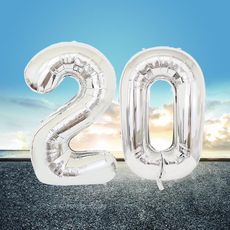 32-дюймовые золотые и серебряные цифровые фольгированные шары для украшения вечеринки - Американский стиль