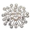Pearl Crystal Glass Brooch Snowflake Motif Luxury Freshwater Bag with Care June Birthstone Present White Day Graduation Ceremony Entrance Ceremony