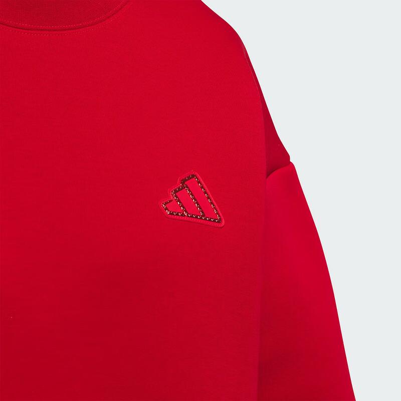 adidas Повседневная серия Реверсивный вязаный пуловер С круглым вырезом Удобная толстовка Женская толстовка Энергично-красный JZ1640
