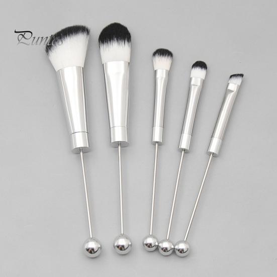 5 шт./компл. набор кистей для макияжа, сделай сам, металлическая ручка, бисер, тонкая мягкая щетина, натуральные нежные кисти с эффектом макияжа