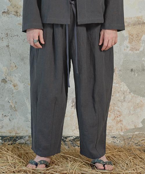 SMITHARMOR Sa Double-Pleat Linen Wide Pants_Charcoal