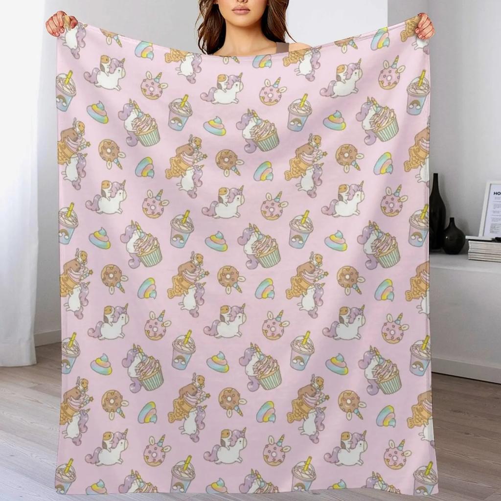 Bubu the Guinea pig Unicorn Party Throw Blanket Warm Napping Blanket for Office Couch Bed