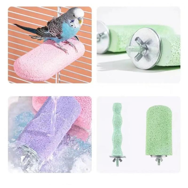 Прочные смоляные жердочки для птичьих клеток 4 шт. Каменная игрушка-грызун для попугаев Натуральный уход за клювом