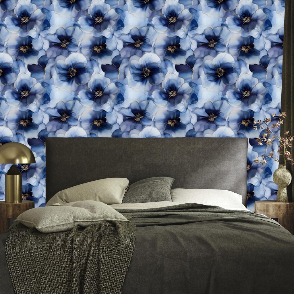 Wallpaper Ink blue, navy blue, azure and light gray 50x1000