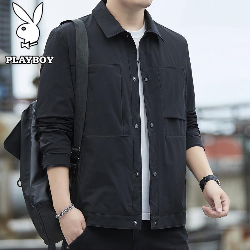 PLAYBOY Men's Casual Turn-Down Collar Lightweight Jacket