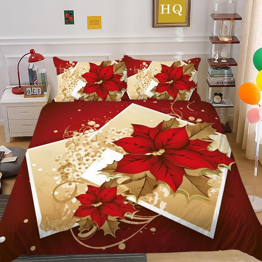 Christmas Tree 3D Printed Polyester Pillowcase Quilt Cover Two Or Three-Piece Set