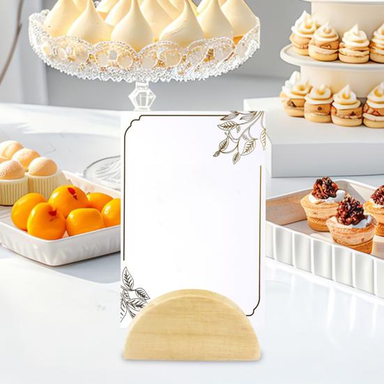 10Pcs Semicircular Wooden Business Card Holder Reusable Wedding Banquet Restaurant Table Number Place Card Holder Stand