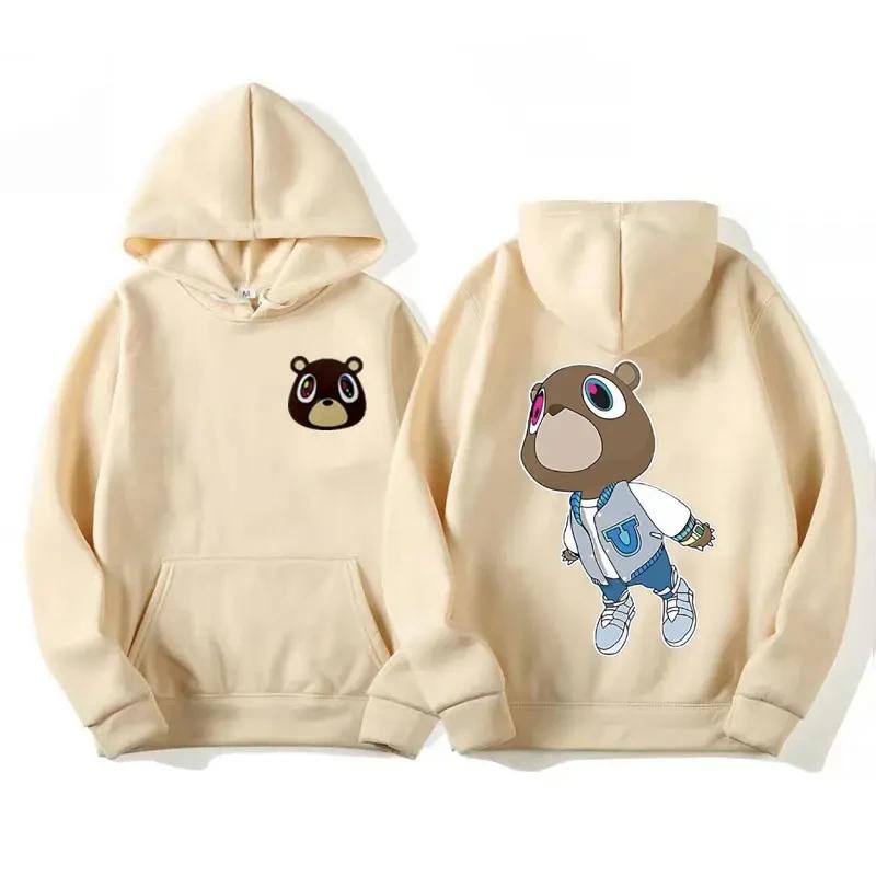 Men's Women Fashion Vintage Clothes Hooded Hip Hop Casual Oversized Sweatshirt Limited Kanye West Graduation Dropout Bear Hoodie