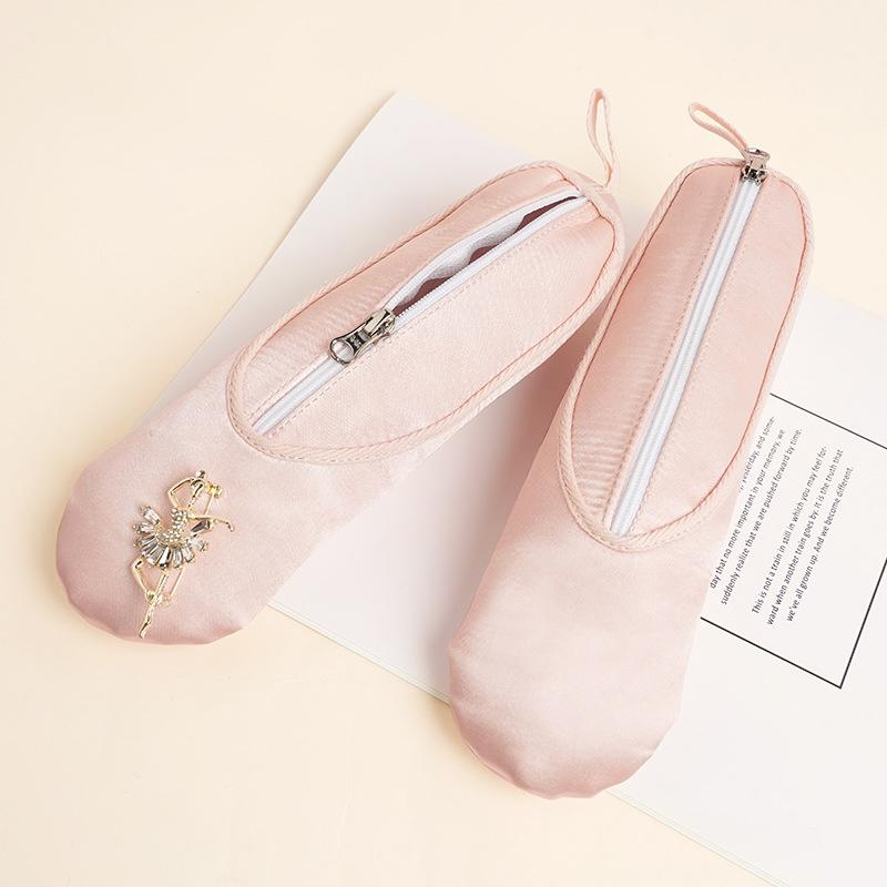 Балетки, креативный дизайн, косметичка с сердечком для девочек, женский пенал для хранения канцелярских принадлежностей, студенческий пенал