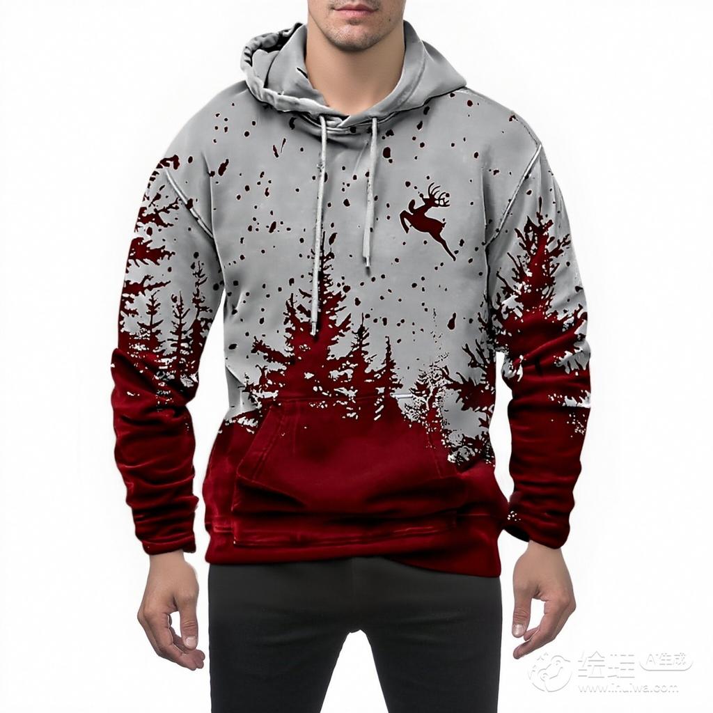 Men's And Women's Personalized And Creative Christmas Printed Long-sleeved Hooded Sweatshirt, Men's Fashionable Christmas Clothing, Casual Sports Top